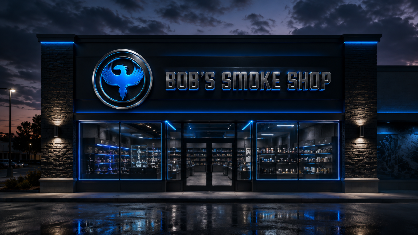 Bob's Smoke Shop storefront banner